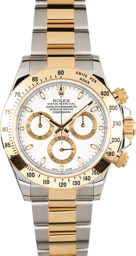 rolex daytona two tone white dial for sale|Rolex daytona color chart.